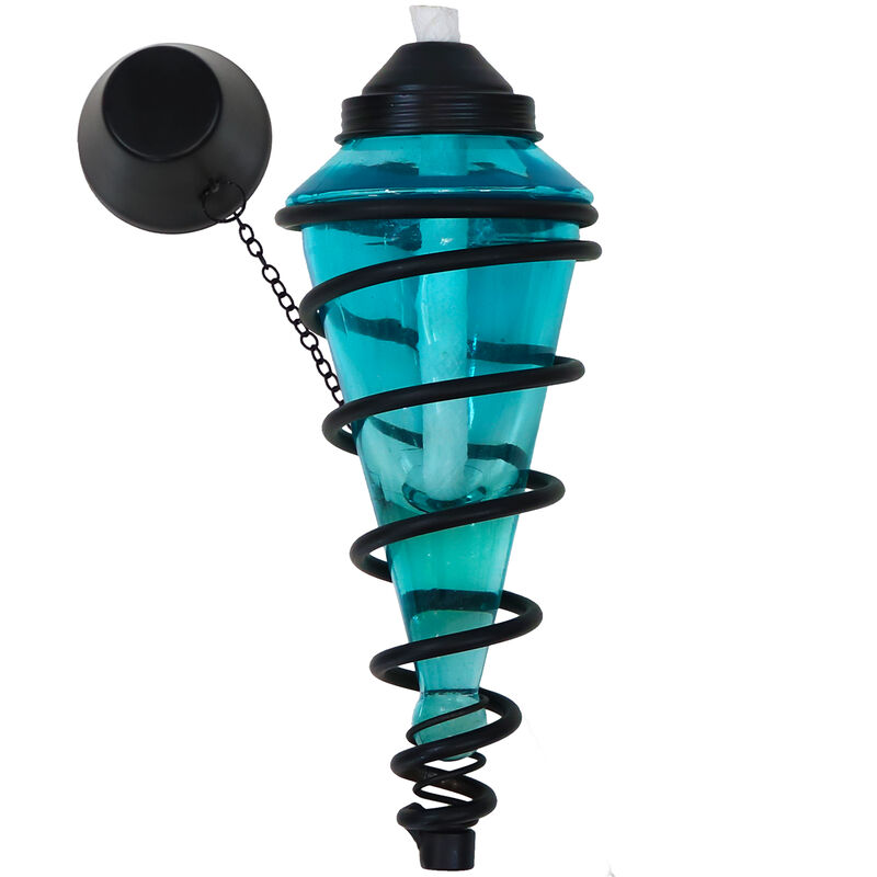 Sunnydaze Set of 2 2-in-1 Swirling Metal Glass Lawn Torches