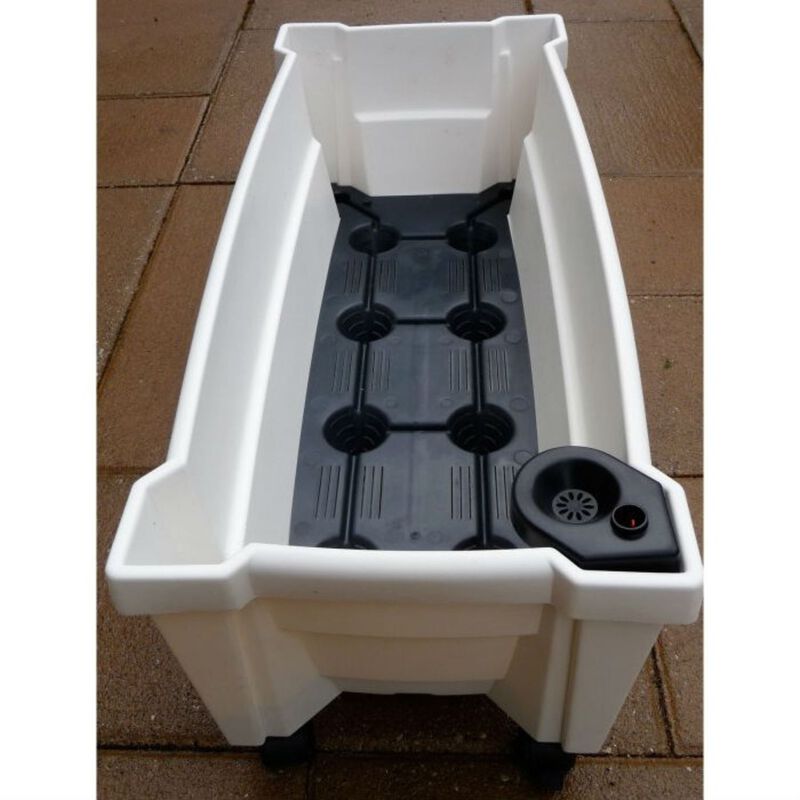 QuikFurn Indoor/Outdoor Grey Polypropylene Self Watering Planter with Trellis on Wheels