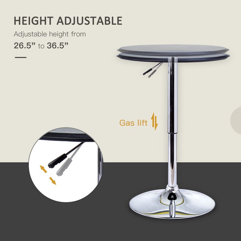Sleek Home Bar Addition: 25" Round Adjustable Chrome/Black Bistro Table