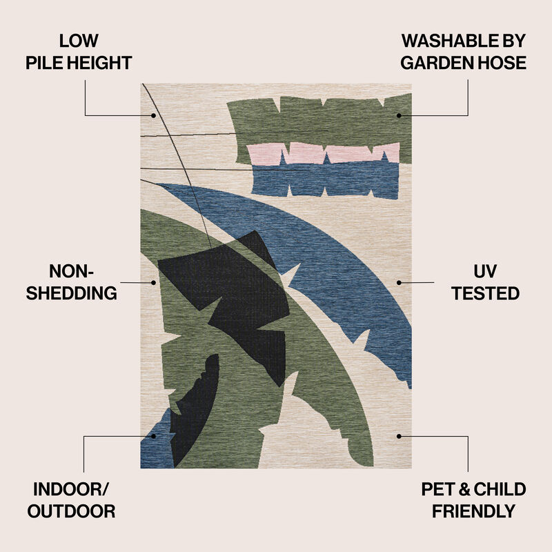 Shelby Coastal Vintage Abstract Palm Leaf Indoor/Outdoor Area Rug