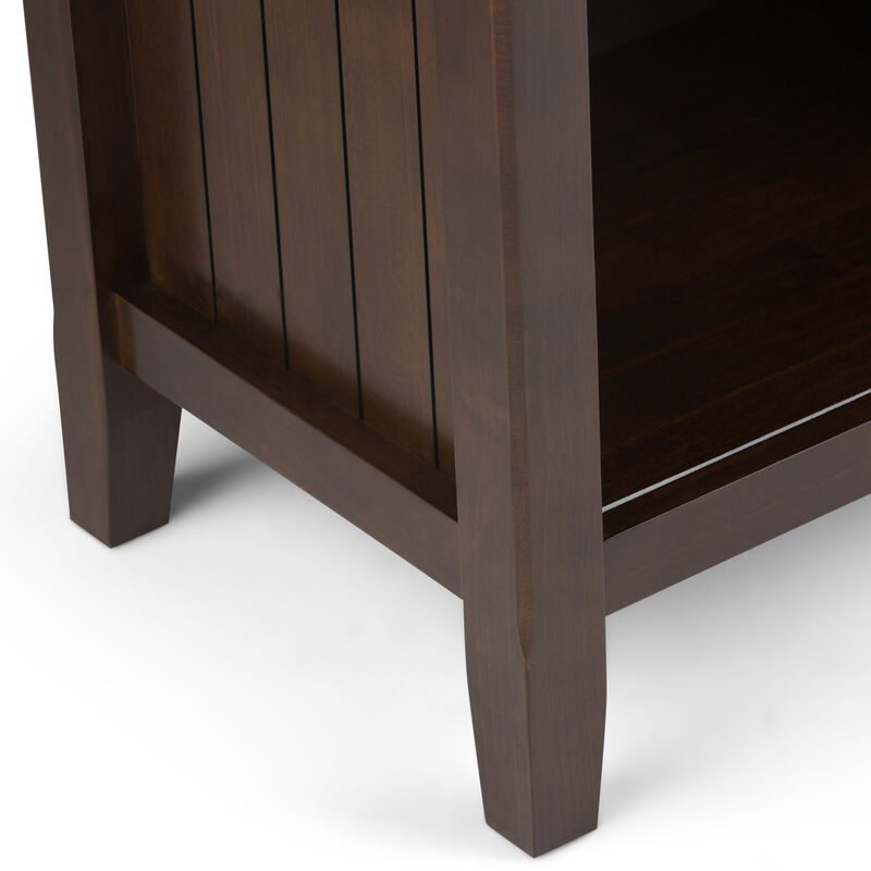 Acadian SOLID WOOD 24 inch Wide Transitional Bedside Nightstand Table in Brunette Brown