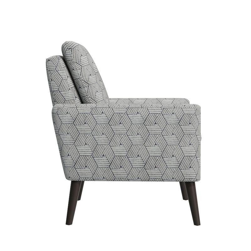 HL Home Furnishings Mid-Century Modern Armchair in Gray and Cream Honeycomb
