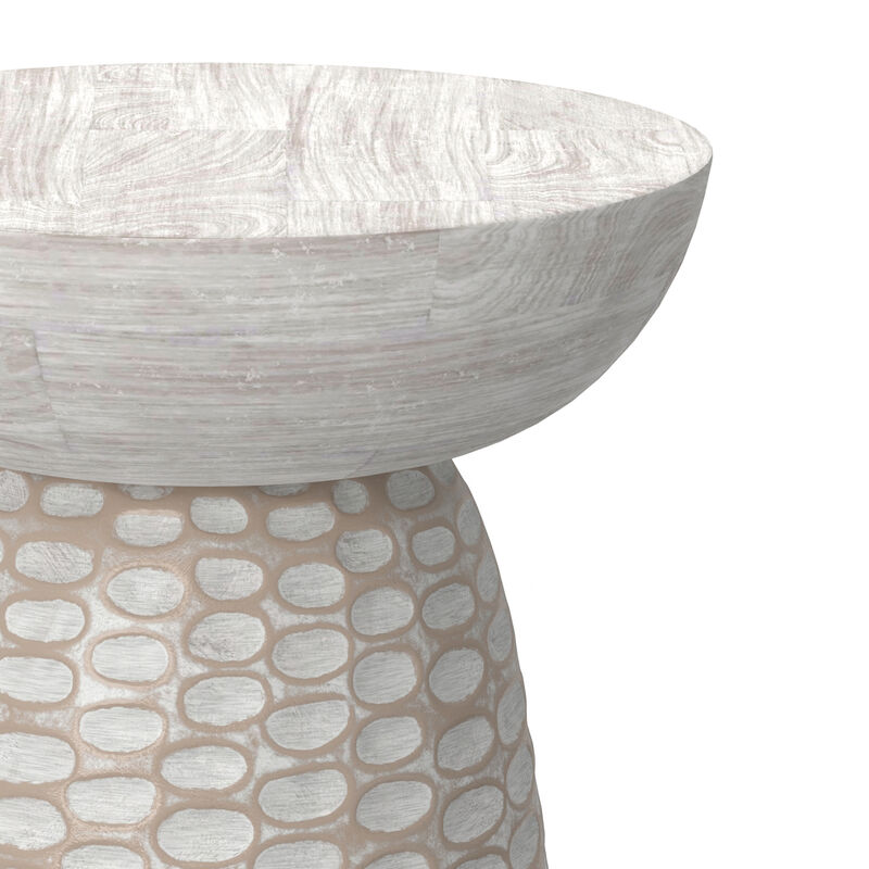 Boyd 13 inch Wide Solid Wood Contemporary Accent Table in White Wash, Assembled