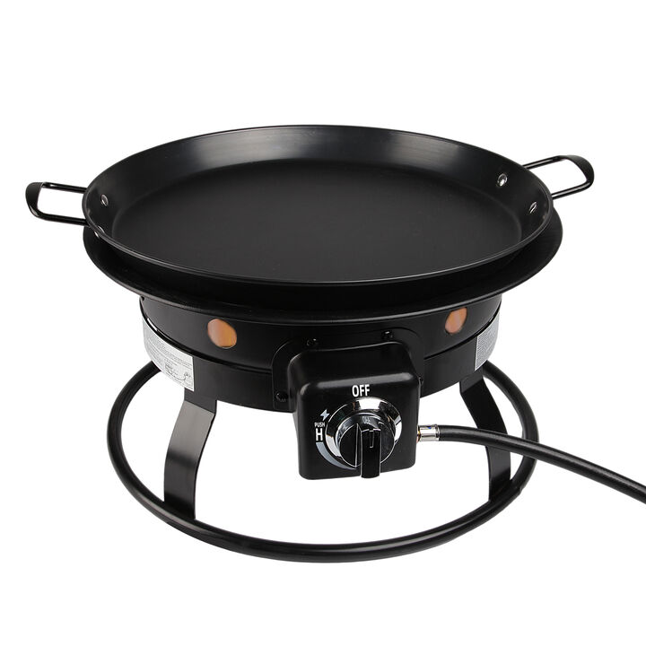 Propane Gas Fire Pit 19", Premium Smokeless Outdoor Portable Electric Startn(With Pan)