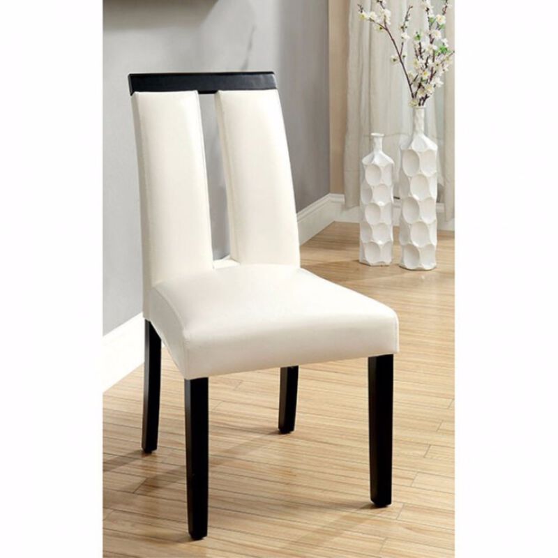 Luminar Contemporary Side Chair Withwhite Cal. Foam, Black Finish, Set of 2