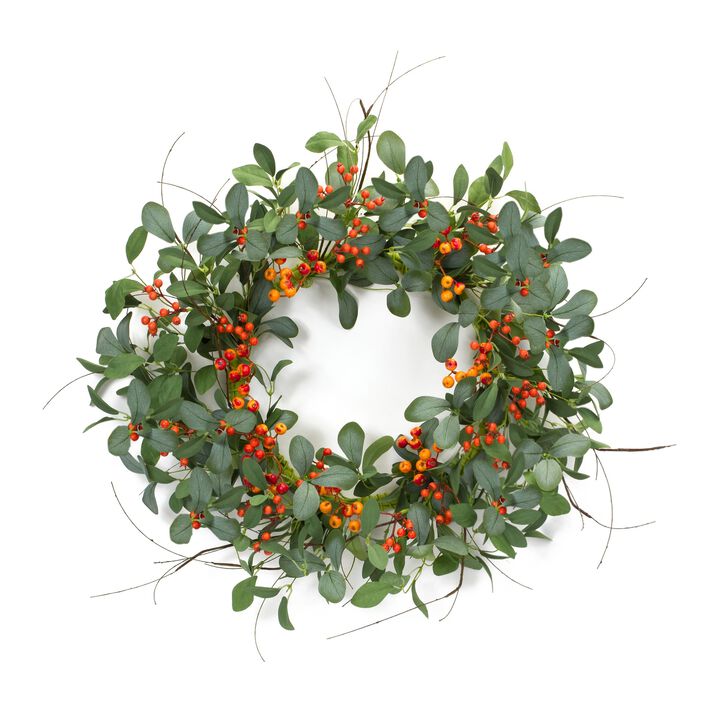 Foliage and Berry Twig Spring Wreath  21-Inch
