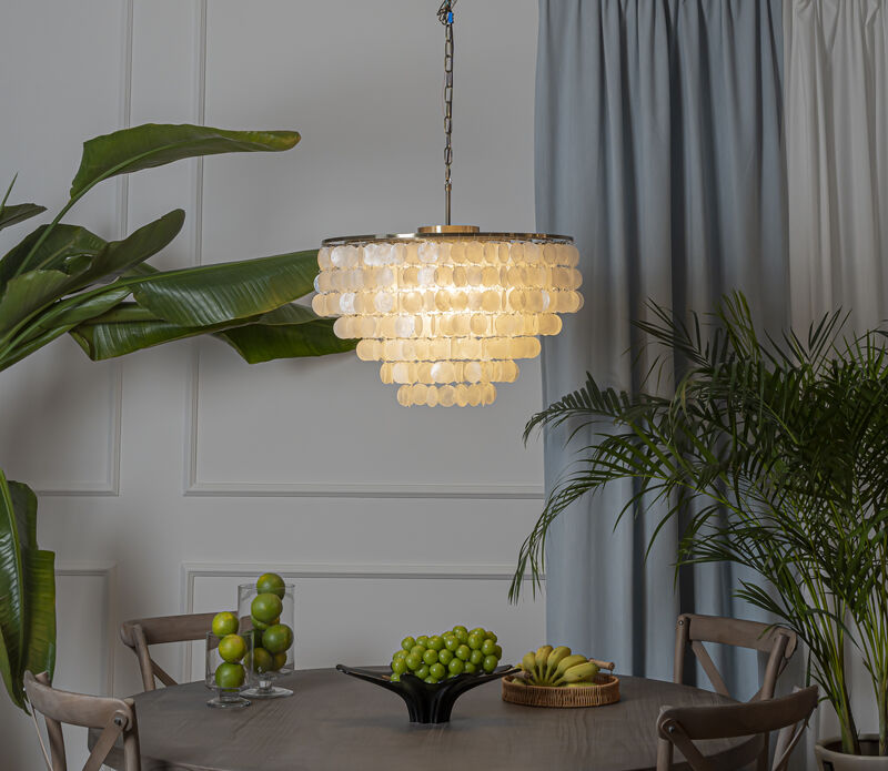 6-light Tiered Coastal Natural Capiz Shell Chandelier image number 2