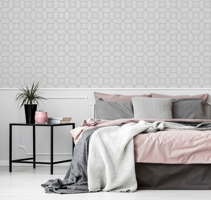 Marjorie Silver Trellis Wallpaper image number 3