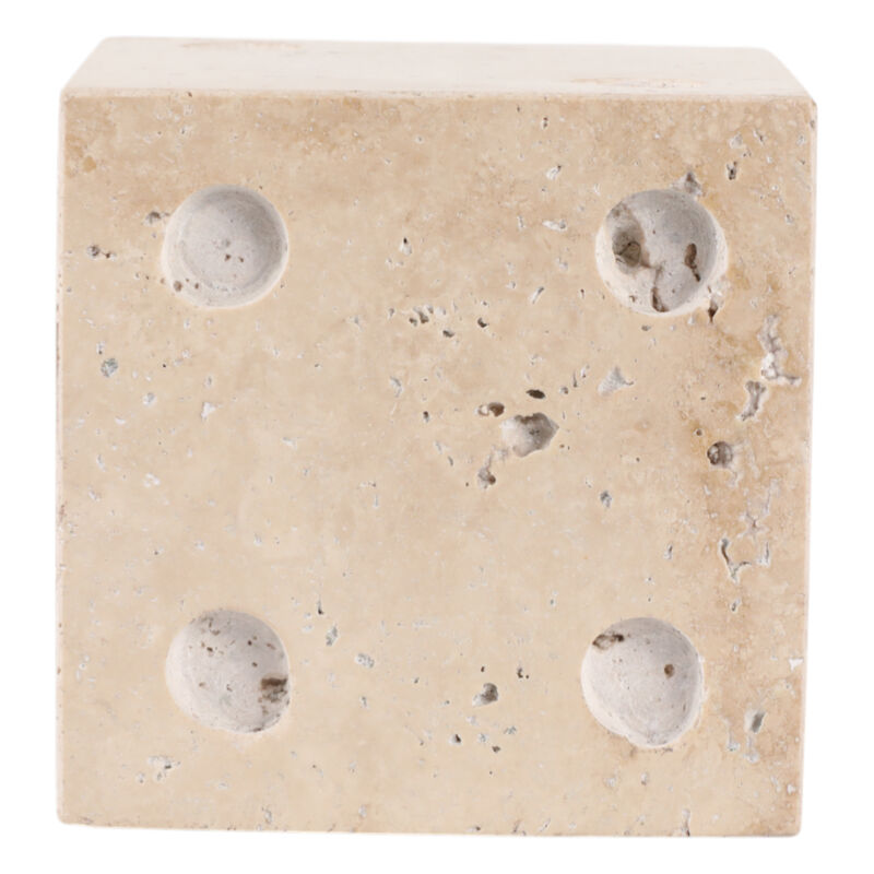 4" Travertine Dice, Tan image number 2
