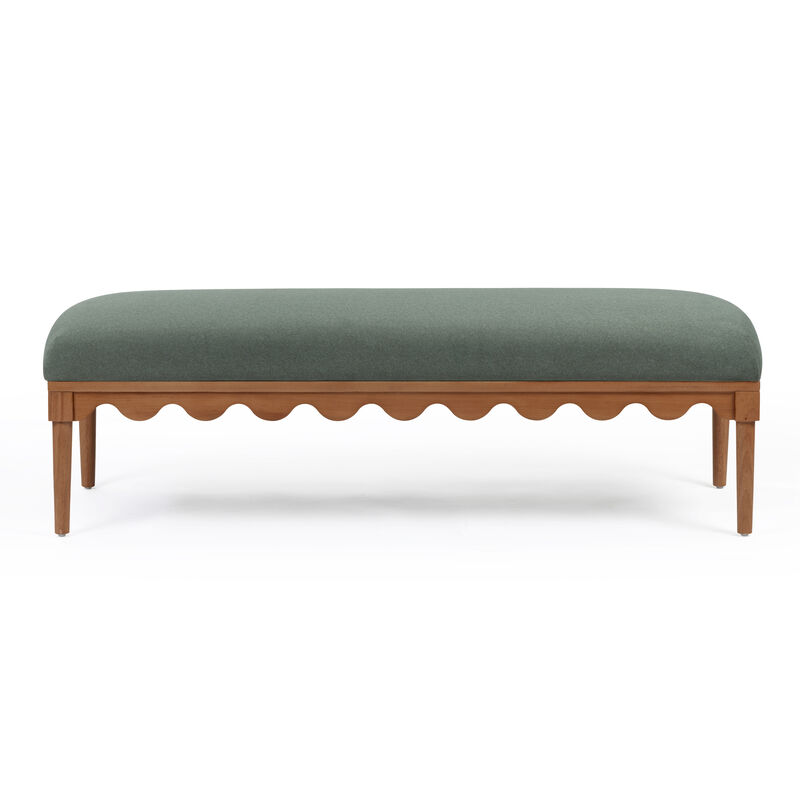 Oodle Bronze Vegan Mohair Bench in Walnut image number 2