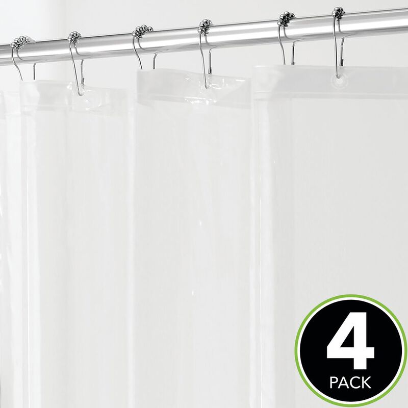 mDesign Long PEVA 72" x 72" Waterproof Shower Curtain Liner, 4 Pack, Clear image number 2