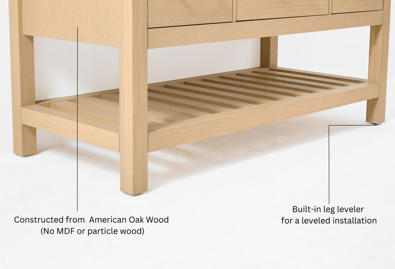 Elizabeth 60 in. Bath Vanity Set in Oak Finish with White Quartz Vanity Top and White Undermount Basin