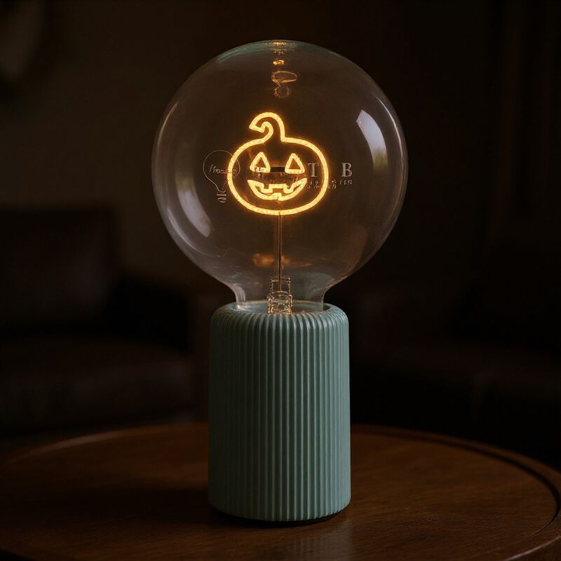 Bulb HALLOWEEN PUMPKIN Amber with Base Table Lamp PORTABLE Pop image number 2
