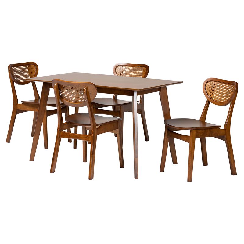 Baxton Studio Kristy 5-Piece Dining Set - Mid-Century Modern Rectangle Table and Chair Set for Dining Room, Kitchen, Apartment image number 0
