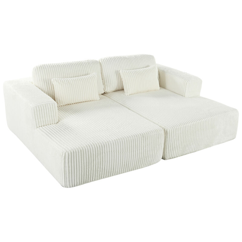 Merax U_Style Corduroy Double Sofa Bed with 2 Pillows