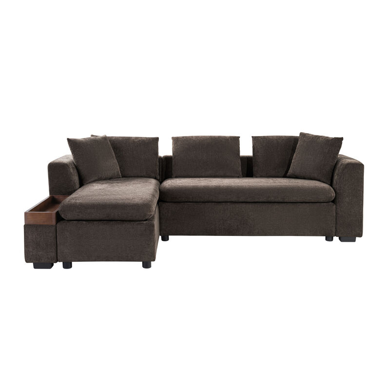 Whisen 93.7" L-Shaped Sectional Sofa, Chenille Couch with Wooden Storage, American Design for Living Room, Apartment image number 0