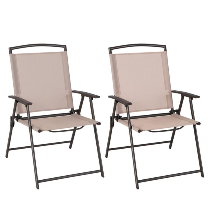 Hivvago Set of 2 Patio Dining Chairs with Armrests and Rustproof Steel Frame