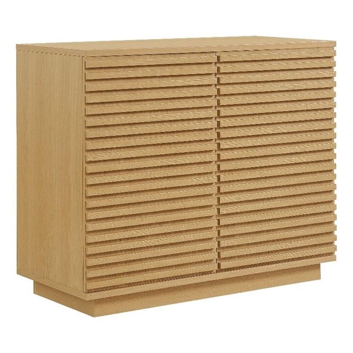 Modway Render 35 Inch Fluted Accent Cabinet in Oak &ndash; 2-Door Modern Sideboard Buffet Cabinet with Storage for Living Room or Entryway