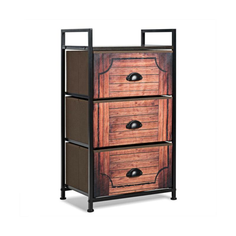 Hivvago Industrial 3-Layers Fabric Dresser with Fabric Drawers and Steel Frame