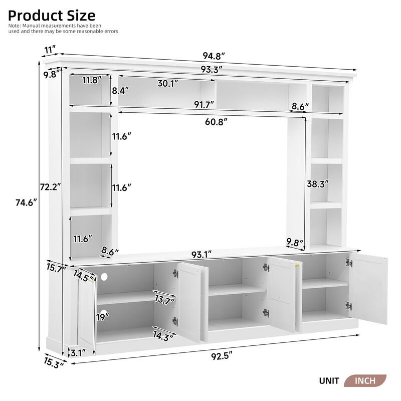 Merax Multifunctional TV Stand for 70" TVs with 3 Adjustable Shelves image number 6