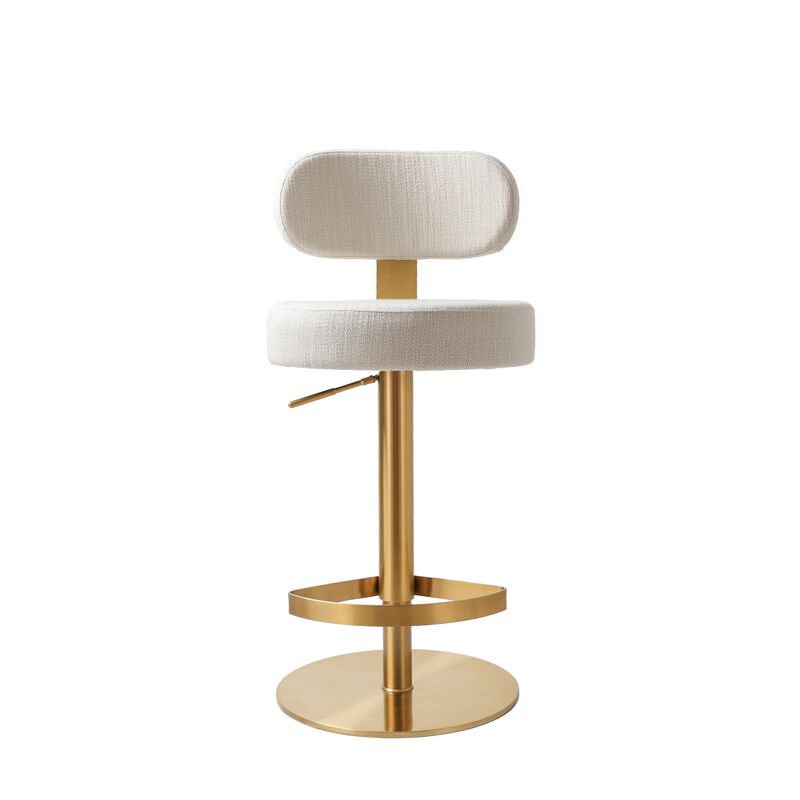 Tov Furniture Primrose Cream Textured Performance Fabric Adjustable Stool image number 1