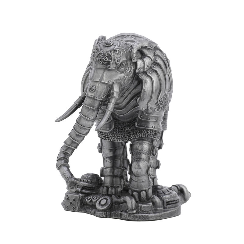 Metallic Silver Pewter Finish Mechanical Steampunk Elephant Statue image number 6