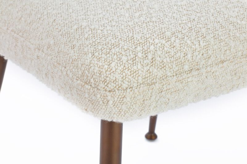 Avery Upholstered Dining Chair in Ricotta Boucle and Bronze Metal - Set of 2