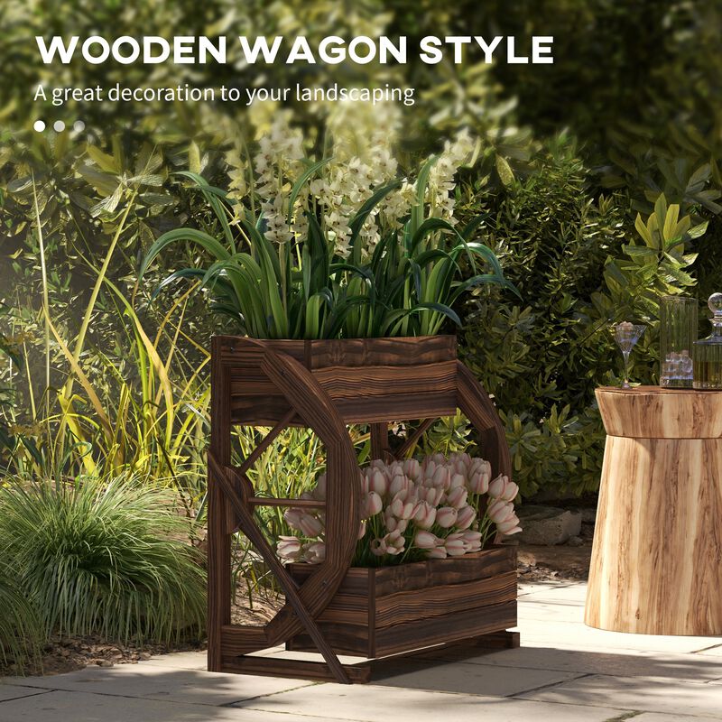 Hivvago Compact 2-Level Wooden Garden Planter image number 3