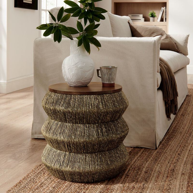 Maris Seagrass and Wood End Table image number 6