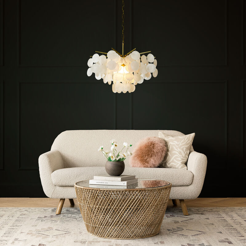 4-Light 22" Glam Coastal Capiz Tierd Chandelier With Seashell Accents image number 2