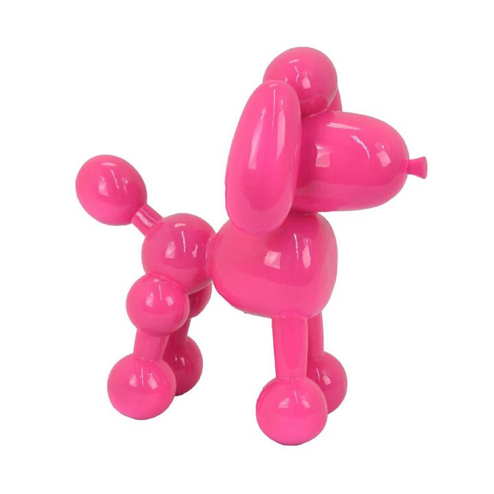 Balloon Dog Accent Decor, Bright Pink Resin, Intricate Details 12 Inch