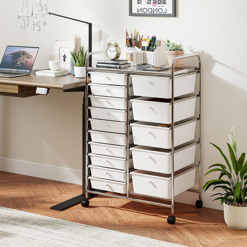 Rolling Storage Trolley with 15 Drawers and Chrome Metal Frame image number 1