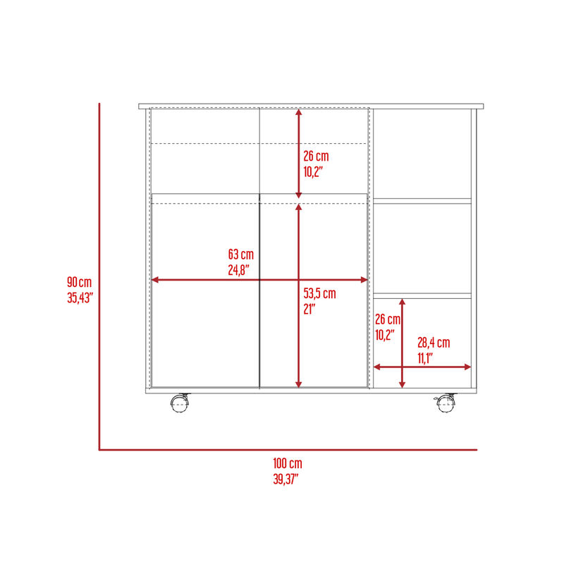Streamdale Paprika Kitchen Cart with Shelves and Cabinet image number 6