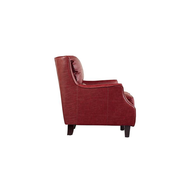 Porter Designs Garnett Crackle Leather Club Style Accent Chair, Red