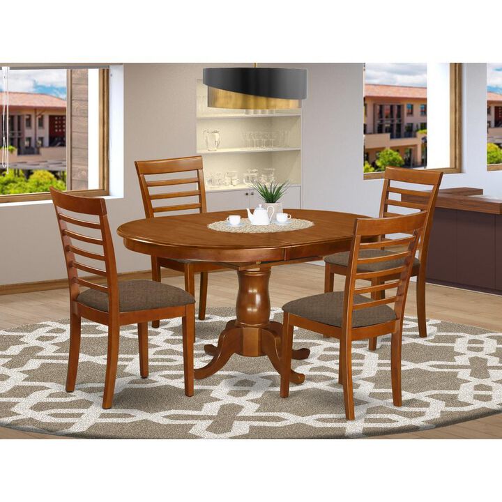 5 PC Dining room set for 4-Oval Dining Leaf with 4 Dining Chairs