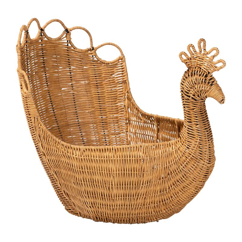 bali & pari Florabel Natural Rattan Peacock Basket - Handwoven Wicker Storage Solution image number 0