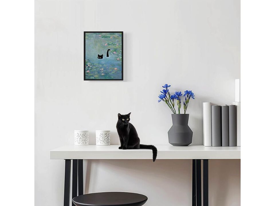 Cat Wall Art Monet Canvas Funny Vintage Decor for Bedroom Living Room Bathroom
