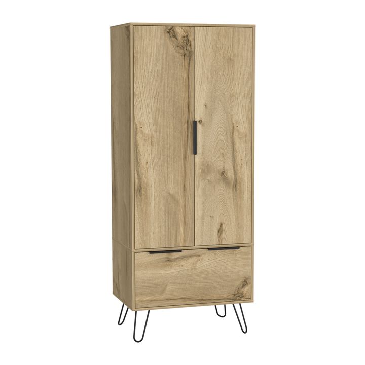 Augusta Armoire Closet, One Drawer, Double Door Cabinet -Light Oak