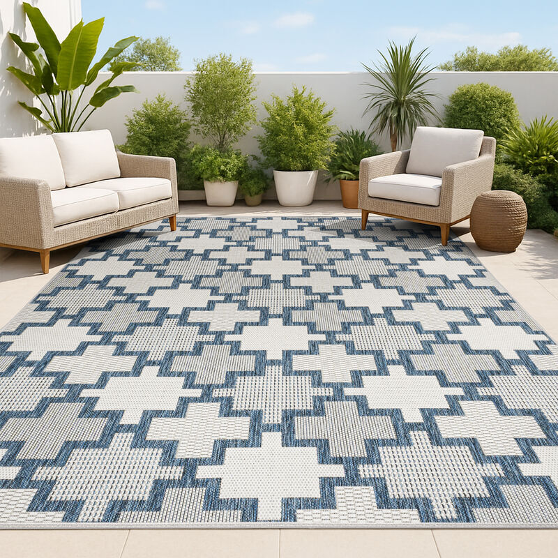 Cyrus Modern Geometric Tile Pattern Indoor/Outdoor Area Rug