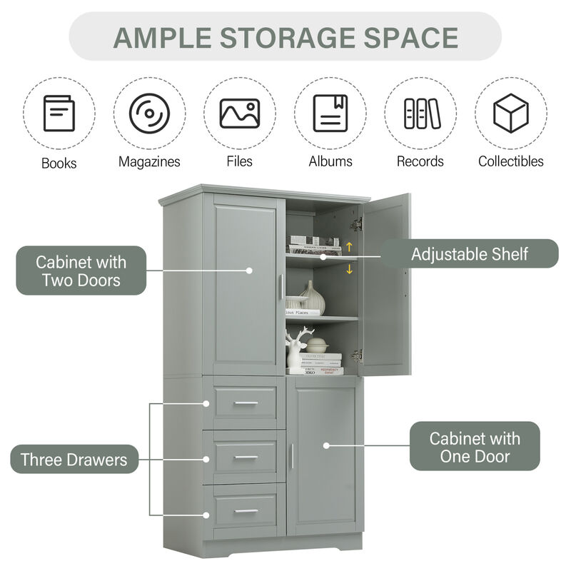 Streamdale Tall Wide Storage Cabinet w/ Doors & Drawers image number 6