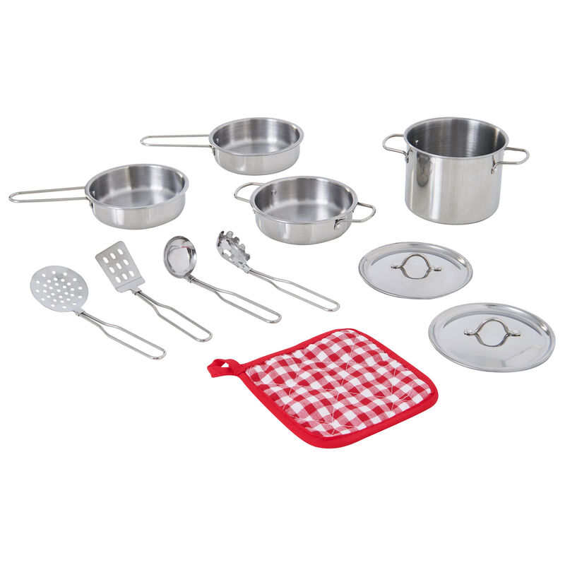 Teamson Kids Play Cooking Accessory Set Steel 11 pcs Frankfurt TK-M00001