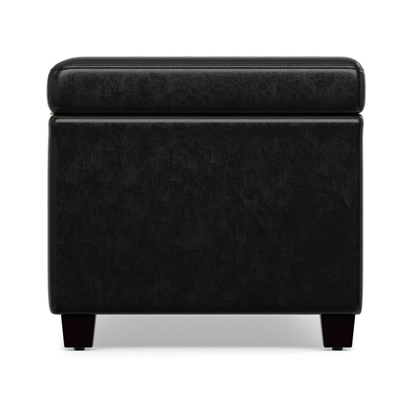 Avalon 54 inch Wide Contemporary Rectangle Extra Large Storage Ottoman Bench in Midnight Black Vegan Faux Leather, Assembled image number 4