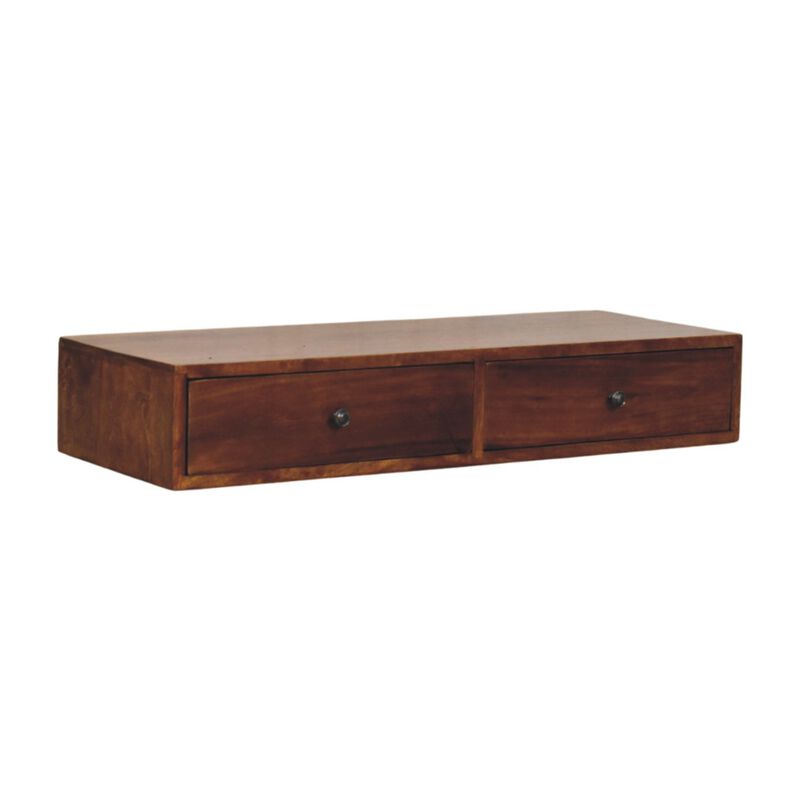 Artisan Furniture Solid Wood Lunar 2 Drawer Chestnut Wall Mounted Console