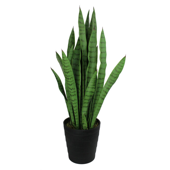 3' Green Two Tone Potted Artificial Snake Plant