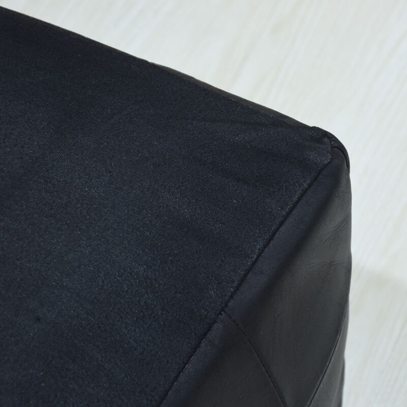 Geometric Handmade Leather Square Pouf 21"x21"x12" (Recycled Foam with Fibre Fill) Black Color MABBBACPF25 BBH Homes