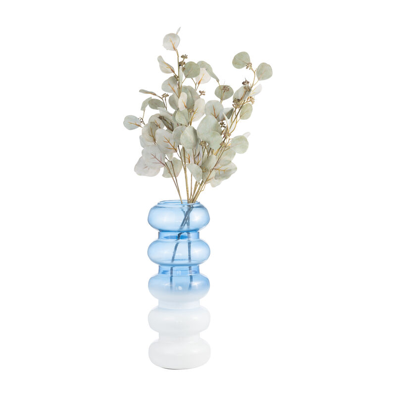 Glass 17H Accordion Vase, Blue image number 2