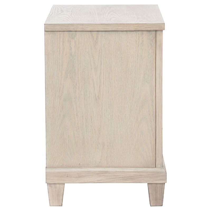 Kylie Nightstand with 2 Drawers, Tapered Legs, Washed Oak Wood 27 Inch image number 6