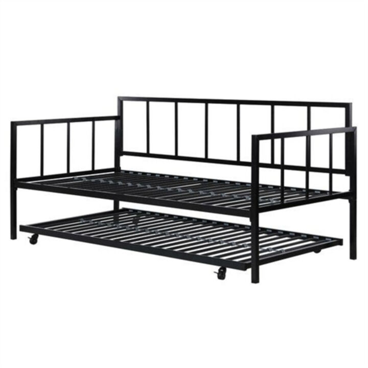 Versatile Heavy-Duty Metal Daybed with Trundle – Sturdy Bed for Small Spaces