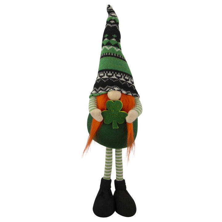 19" Green and Black Leprechaun Girl Gnome Standing St Patrick's Day Figure