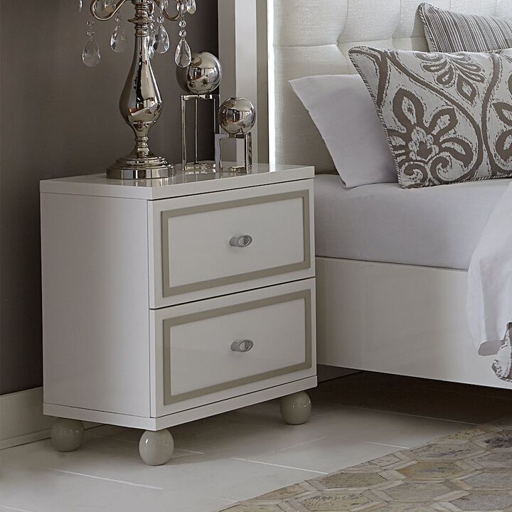 Michael Amini Sky Tower Nightstand - Cloud White